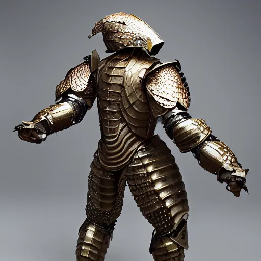 Image similar to a humanoid Pangolin armored knight with metallic armor that looks similar to a pangolin and biotechnology mesh