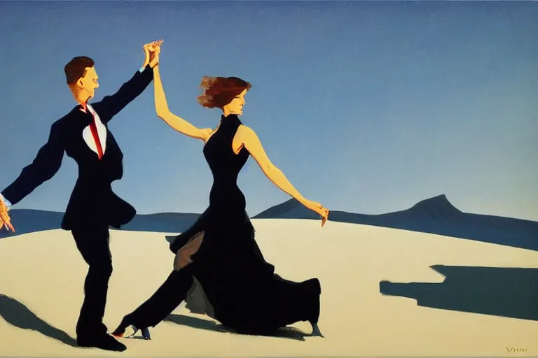 Prompt: ''couple dansing, in style'bluebird at bonneville'by jack vettriano