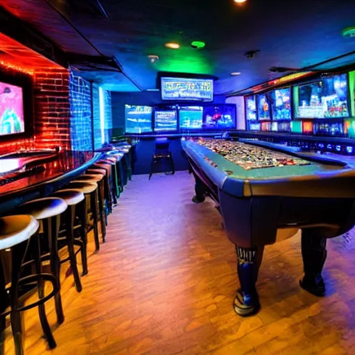 Image similar to a gaming bar, photograph