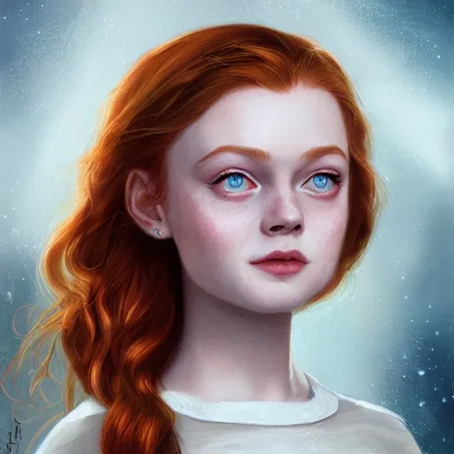 Image similar to portrait of sadie sink by charlie bowater