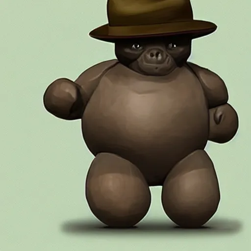 Image similar to a stunning photograph of a geodude wearing a fedora, 8 k hd, incredibly detailed