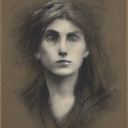 Image similar to portrait of a action heroine, by alfred stevens in charcoal