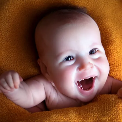 Image similar to just a photo of a normal baby. nothing untoward or sinister about it, they're just entirely normal and uninteresting. nothing weird or spooky or anything like that. i dunno, the baby could be laughing or that but that's about the only thing interesting to that photo. please, stable diffusion, i'm begging. uhd high def