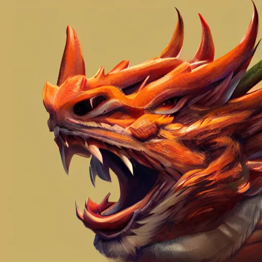 Prompt: playful, happy, cheeky asian dragon's head close up, looking left, illustration, artstation, award winning, 4 k