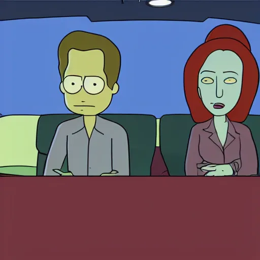 Prompt: mulder and scully from the x - files in rick and morty