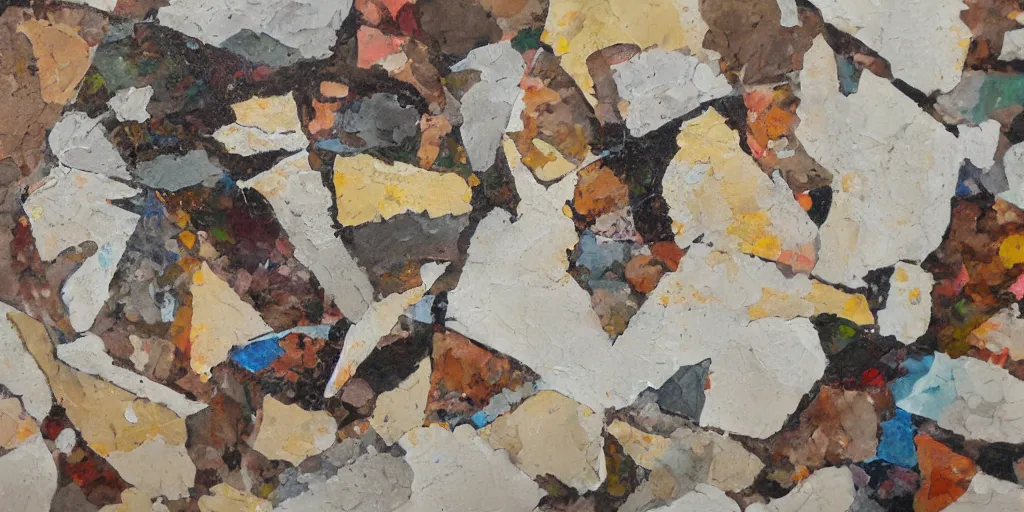 Prompt: detailed painting of fragments of a whole