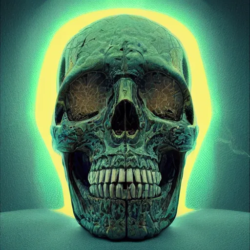 Image similar to portrait_of_a_melting_skull._intricate_abstract._intricate_artwork._by_Tooth_Wu_wlop_beeple_dan_mumford._octane_render_trending_on_artstat