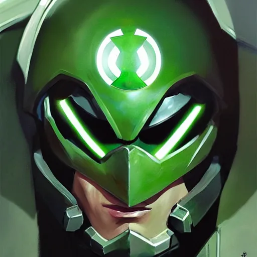 Image similar to greg manchess portrait painting of armored green lantern as overwatch character, medium shot, asymmetrical, profile picture, organic painting, sunny day, matte painting, bold shapes, hard edges, street art, trending on artstation, by huang guangjian and gil elvgren and sachin teng