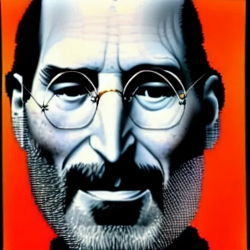 Image similar to portrait of steve jobs made of apples by giuseppe arcimboldo