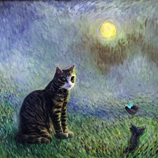 Prompt: end of the world, apocalypse, destruction, cats, concept art by monet