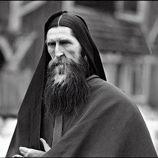 Image similar to photo of breton monks looking like rasputin