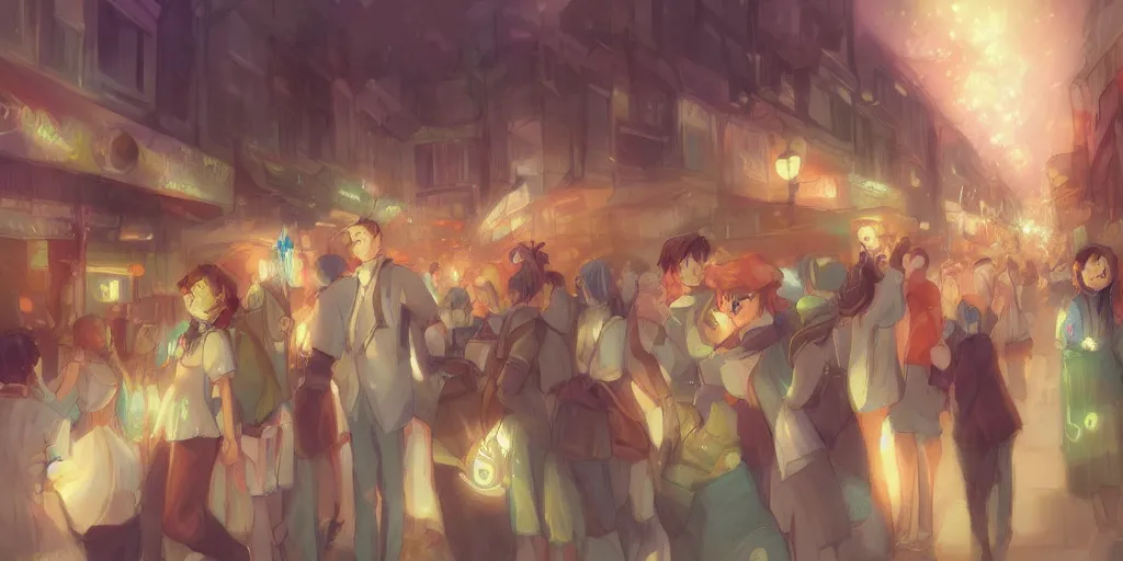 Prompt: night festival by krenzcushart