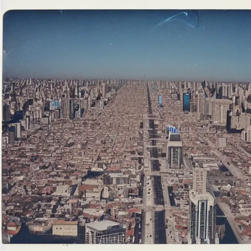 Image similar to a polaroid of the city of Buenos aires in the year 3,512