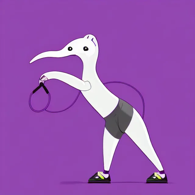 Prompt: epic professional digital art of a cute and adorable anthropomorphic anteater in a purple track suit using an exercise machine,, best on artstation, cgsociety, wlop, Behance, pixiv, astonishing, impressive, outstanding, epic, cinematic, stunning, gorgeous, much detail, much wow,, masterpiece.