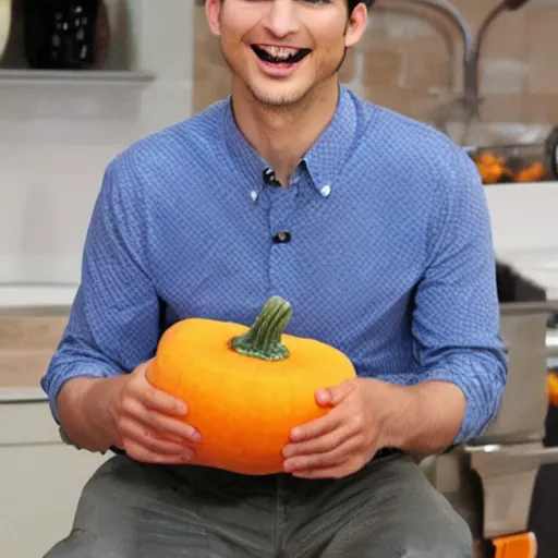 Image similar to ashton kutcher face on a squash