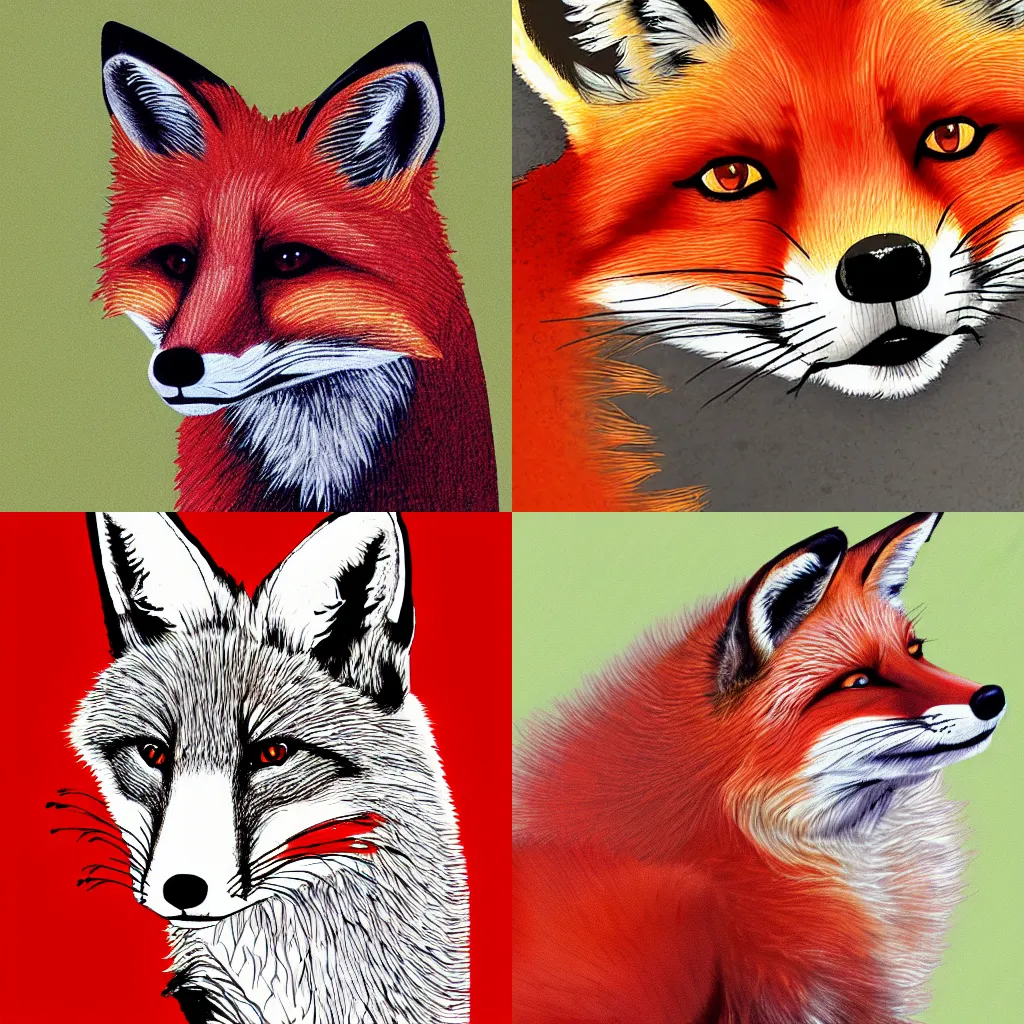 Prompt: red fox illustration