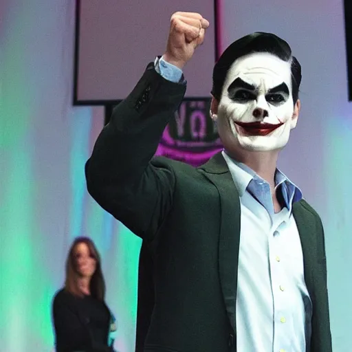 Prompt: ben shapiro cosplaying as the joker