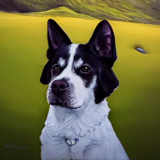 Image similar to a portrait of a dog in a scenic environment by mary beale, royal, trending on artstation