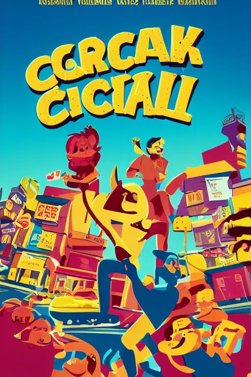 Prompt: movie poster for cereal central, minimalist, striking visuals, street gang in cereal city, dramatic lighting, epic composition