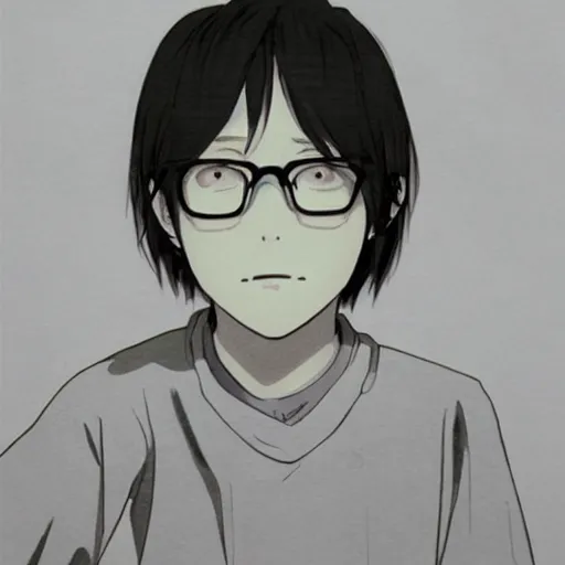 Image similar to a portait of a boy from inio asano manga good night pun pun, detailed