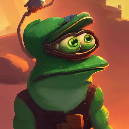 Prompt: super rich happy pepe the miner, greg rutkowski, artstation