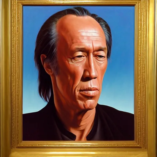 Image similar to painting of david carradine by rene magritte, hd, 4 k, detailed, award winning