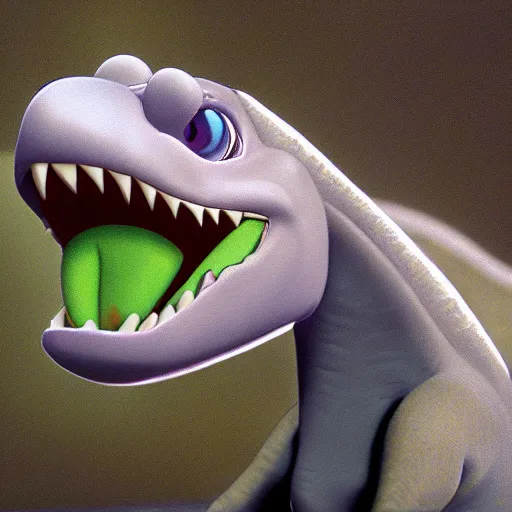 Image similar to cinematic still of a baby dinosaur by Don Bluth, 8k, promotional material