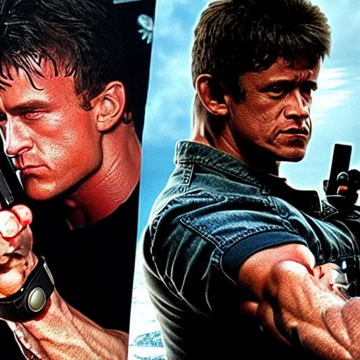 Prompt: terminator vs rambo realistic 4k ultra resolution