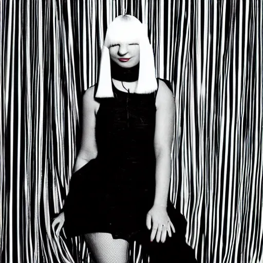 Prompt: Sia Furler artistic photoshoot wearing artistic fashion