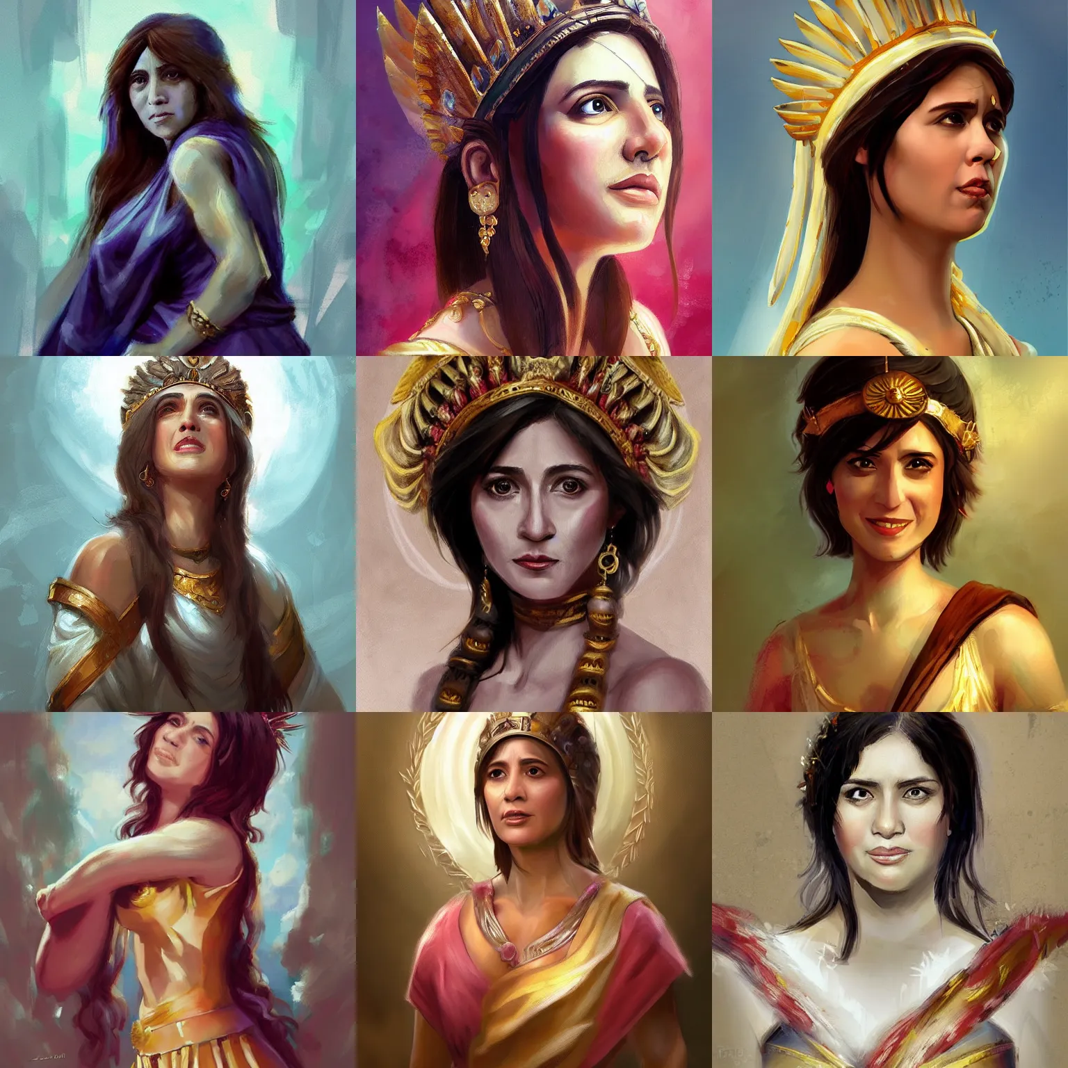 Prompt: Leni Robredo as a Roman Goddess, Beautiful, Painting, Artstation, Digital Art