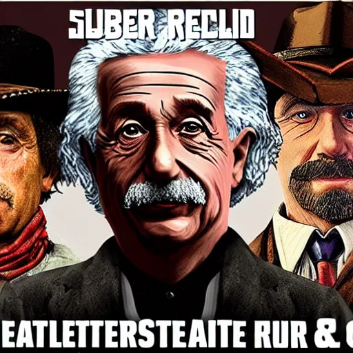 Image similar to Albert Einstein and red dead redemption 2 4k detailed super realistic