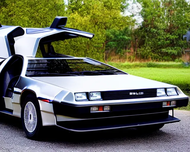 Image similar to new prototype delorean, dslr