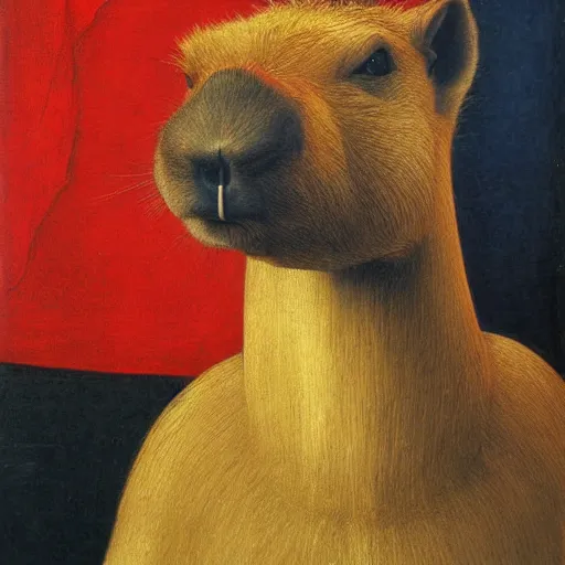 Prompt: gentleman capybara smoking, portrait, painting, vivid colours, Renaissance, detail, da vinci