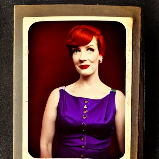 Prompt: photography of cristina hendricks, joan holloway from mad men, tintype, deregoue