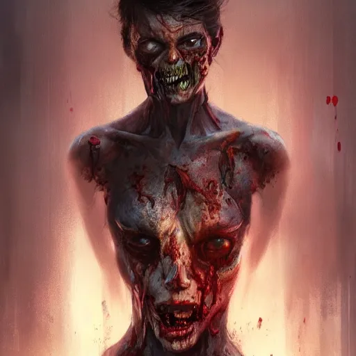 Prompt: A portrait of a zombie, art by greg rutkowski, matte painting, trending on artstation