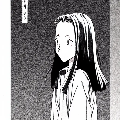 Image similar to young girl by naoki urasawa, detailed, japanese manga, comic, illustration