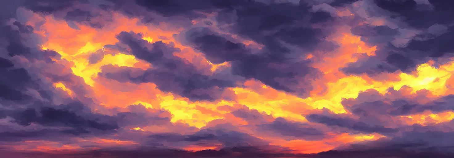 Image similar to epic clouds on sunset, higfly detailed, digital painting, dramatic light