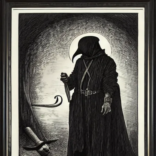 Prompt: plague doctor by franklin booth