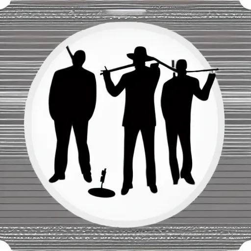 Image similar to a one - band - one - sound, svg sticker, vector art, silhouette of band making music together