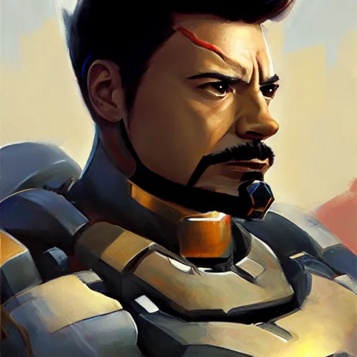 Prompt: greg manchess portrait painting of armored punisher tony stark ironman as overwatch character, medium shot, asymmetrical, profile picture, organic painting, sunny day, matte painting, bold shapes, hard edges, street art, trending on artstation, by huang guangjian and gil elvgren and sachin teng