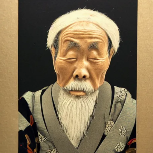 Image similar to extremely old japanese man, extreme detail