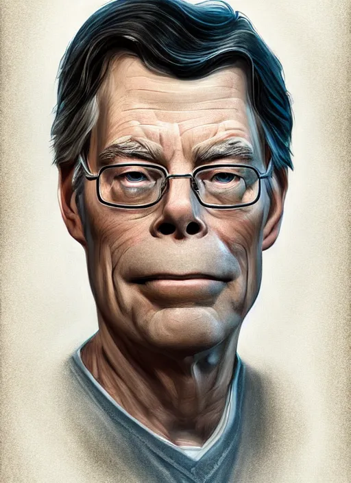 Image similar to portrait of Stephen King by NC Winters, highly detailed, centered, solid color background, digital painting, artstation, concept art, smooth, sharp focus, illustration