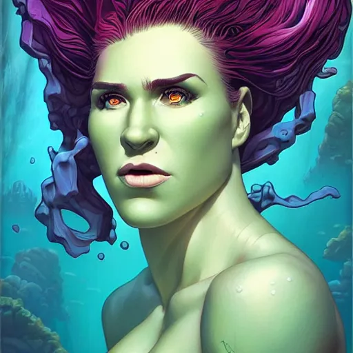 Image similar to underwater lofi shehulk portrait, Pixar style, by Tristan Eaton Stanley Artgerm and Tom Bagshaw.