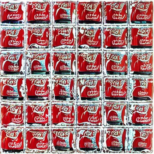 Image similar to addicted to coca cola. sad mosaic.