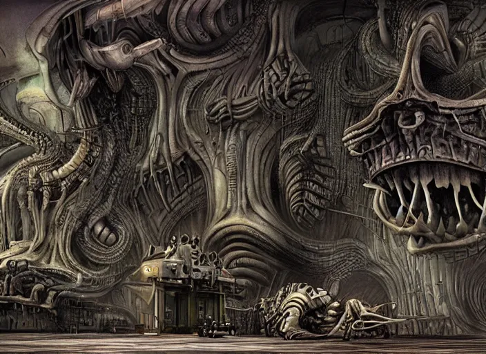 Image similar to Monster\'s Inc by Pixar and H R Giger