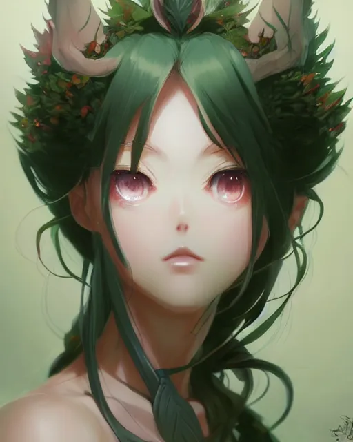 Image similar to character concept art of an anime goddess of trees | | cute - fine - face, pretty face, realistic shaded perfect face, fine details by stanley artgerm lau, wlop, rossdraws, james jean, andrei riabovitchev, marc simonetti, and sakimichan, tranding on artstation