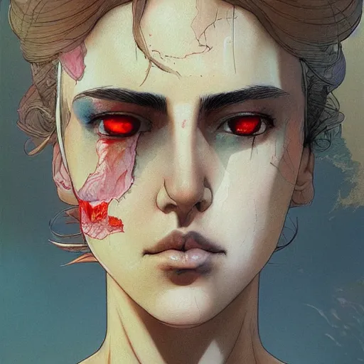 Prompt: prompt : female nicolas cage illustration portrait soft light painted by james jean and katsuhiro otomo and erik jones, inspired by evangeleon anime, smooth face feature, intricate oil painting, high detail illustration, sharp high detail, manga and anime 1 9 9 9