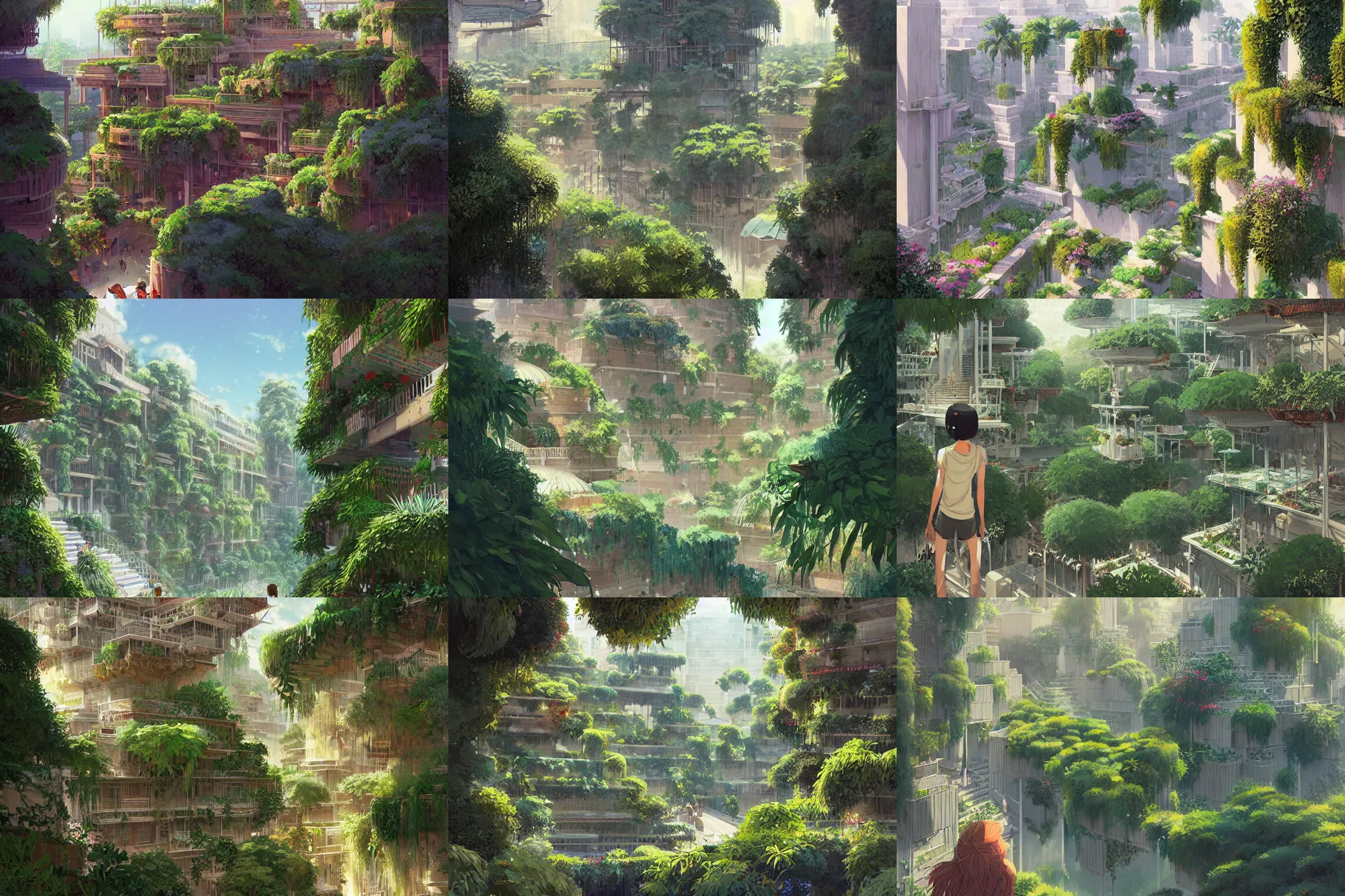 Prompt: hanging gardens of babylon, highly detailed, digital painting, artstation, concept art, sharp focus, illustration, art by makoto shinkai and ilya kuvshinov