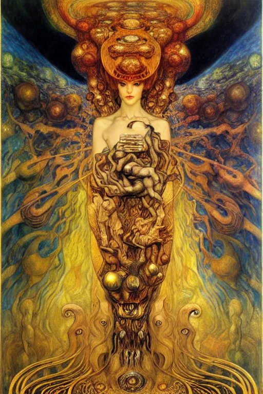 Image similar to Divine Chaos Engine by Karol Bak, Jean Delville, William Blake, Gustav Klimt, and Vincent Van Gogh, symbolist, visionary