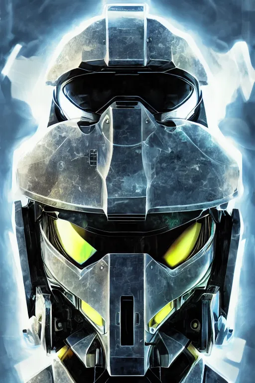 Image similar to robot ninja mask helmet halo master chief radiating a glowing aura global illumination ray tracing hdr fanart arstation by ian pesty and katarzyna da „ bek - chmiel